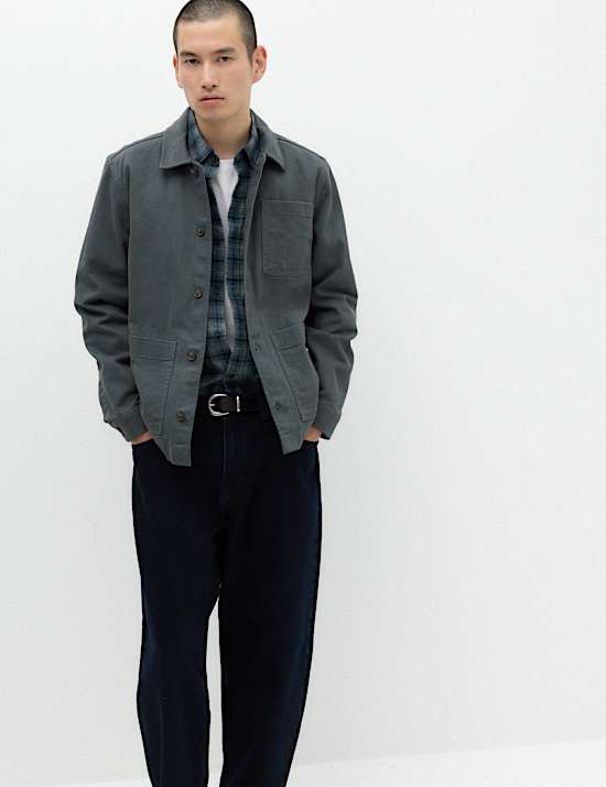 Regular Fit Pure Cotton Twill Overshirt