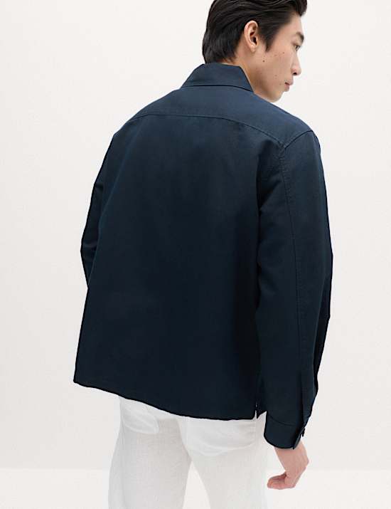 Regular Fit Cotton Linen Blend Overshirt