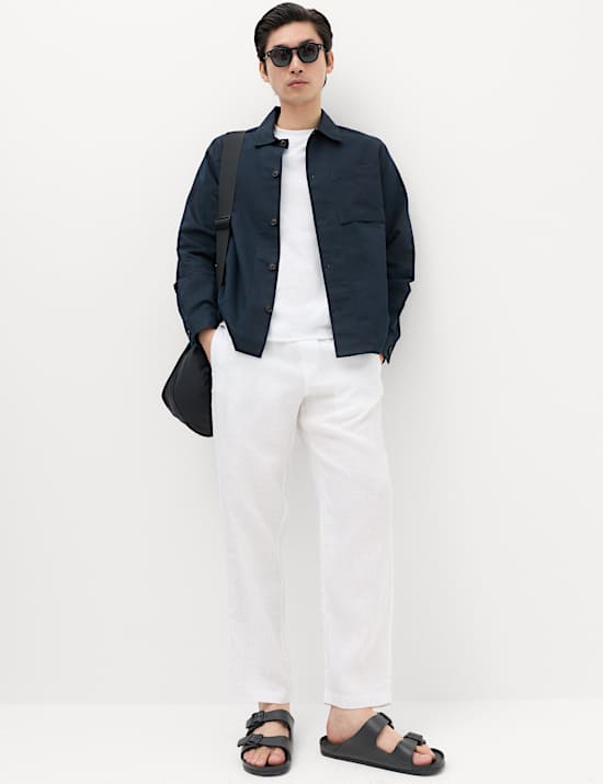 Regular Fit Cotton Linen Blend Overshirt
