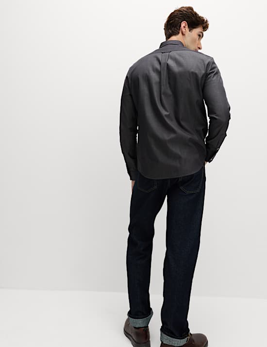 חולצת ג'ינס קלה לגיהוץ בגזרה ישרה