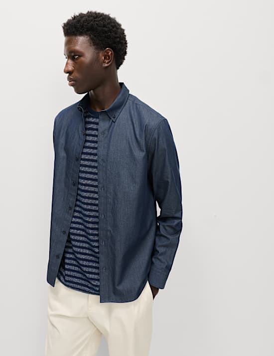 Regular Fit Easy Iron Denim Shirt