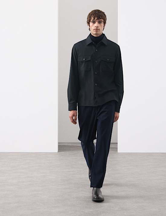 Πουκάμισο-πανωφόρι με κανονική εφαρμογή από σύμμεικτο μαλλί