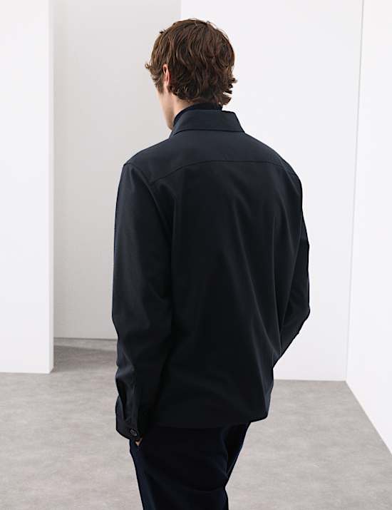 Πουκάμισο-πανωφόρι με κανονική εφαρμογή από σύμμεικτο μαλλί