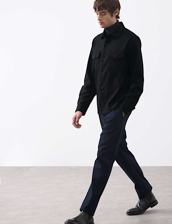 Πουκάμισο-πανωφόρι με κανονική εφαρμογή από σύμμεικτο μαλλί