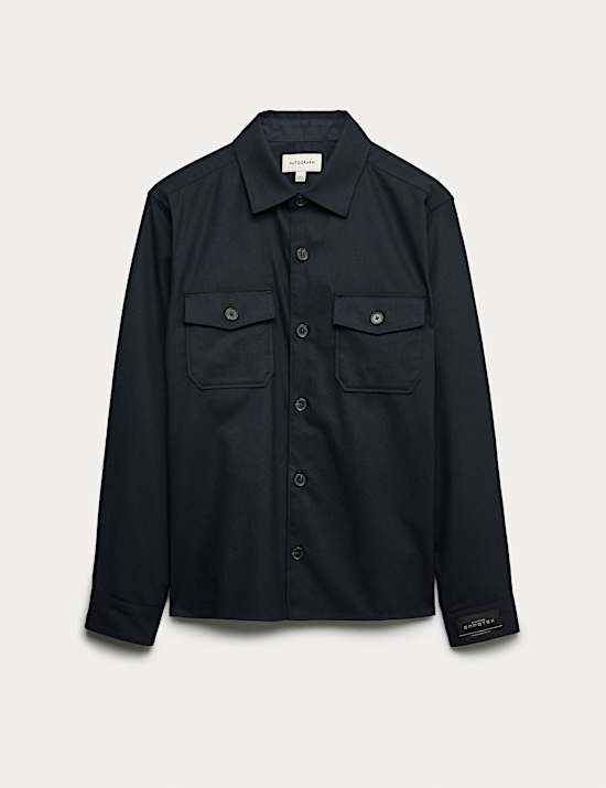 Πουκάμισο-πανωφόρι με κανονική εφαρμογή από σύμμεικτο μαλλί