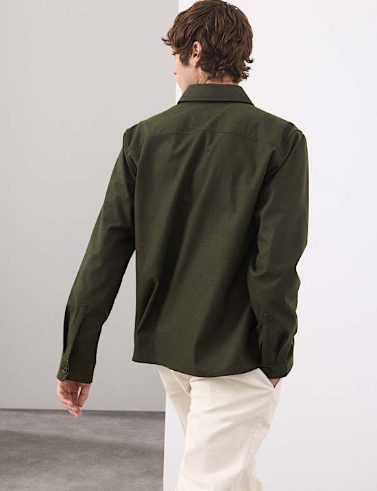 Regular Fit Wool Blend Overshirt