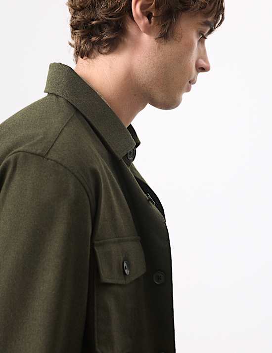 Regular Fit Wool Blend Overshirt
