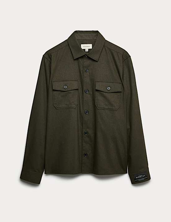 Regular Fit Wool Blend Overshirt
