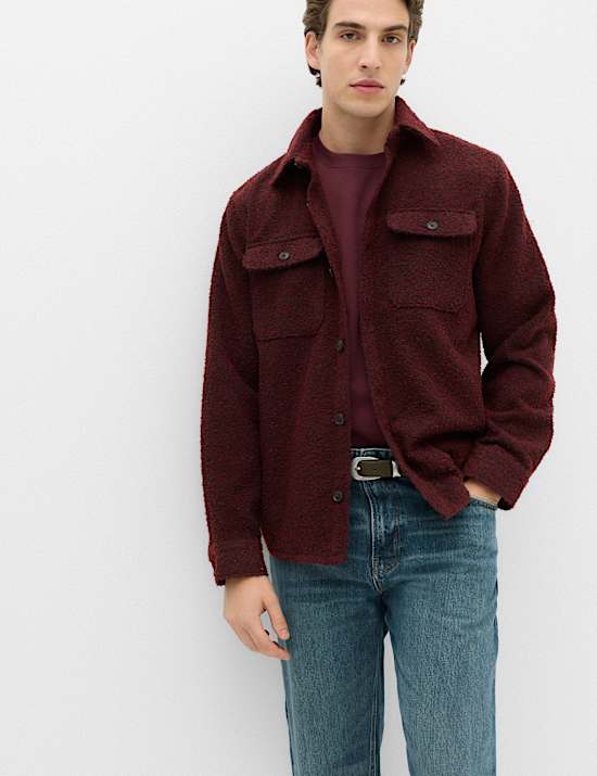 Regular Fit Boucle Textured Overshirt