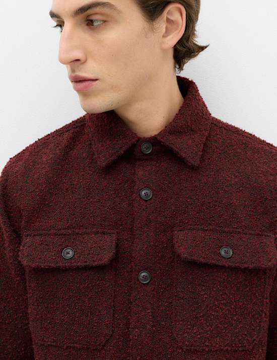 Regular Fit Boucle Textured Overshirt