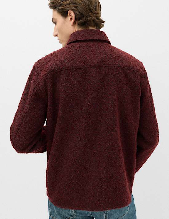 Regular Fit Boucle Textured Overshirt