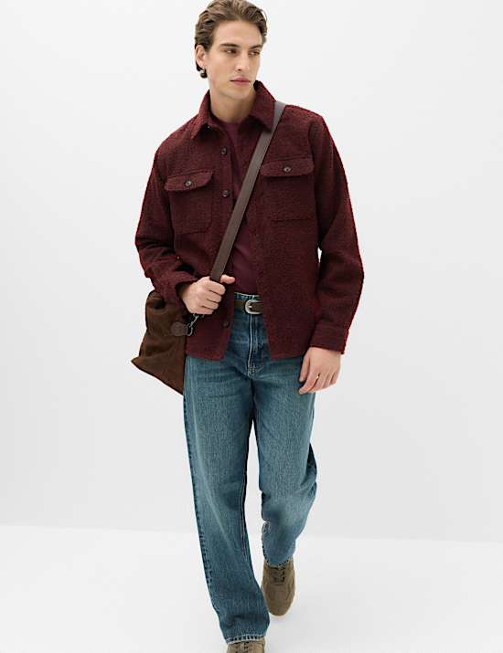 Regular Fit Boucle Textured Overshirt