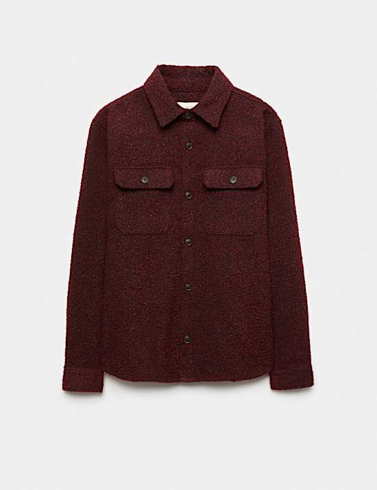 Regular Fit Boucle Textured Overshirt