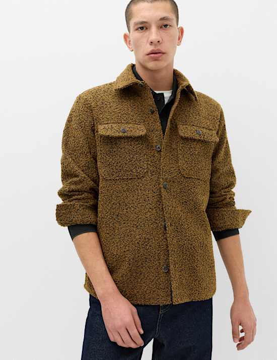 Regular Fit Boucle Textured Overshirt