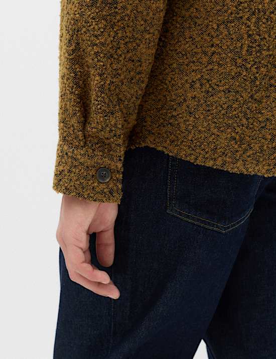 Regular Fit Boucle Textured Overshirt