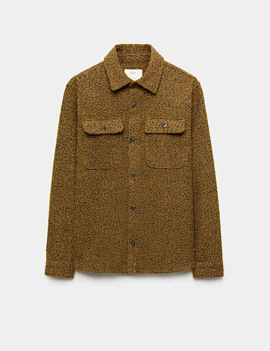 Regular Fit Boucle Textured Overshirt