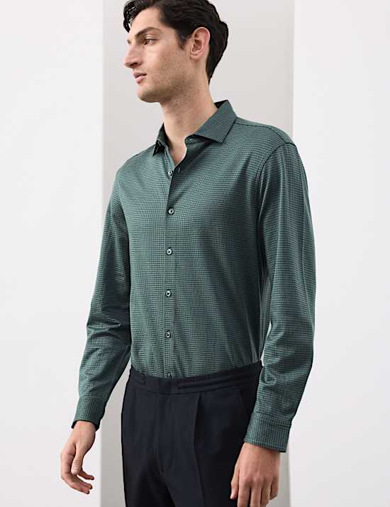 Slim Fit Easy Iron Pure Cotton Jersey Shirt