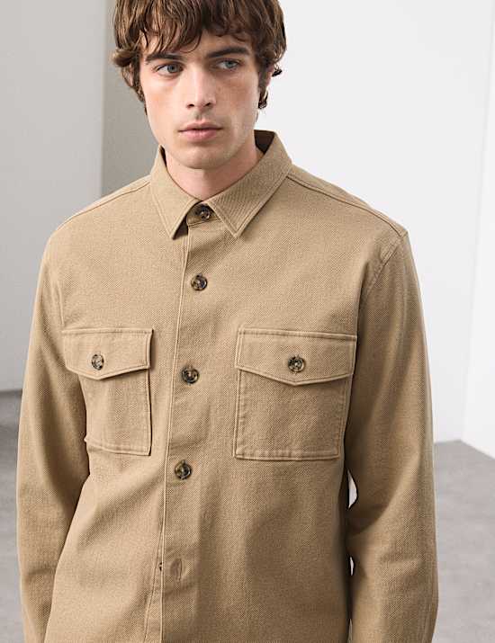 Regular Fit Cotton Rich Textured Shacket