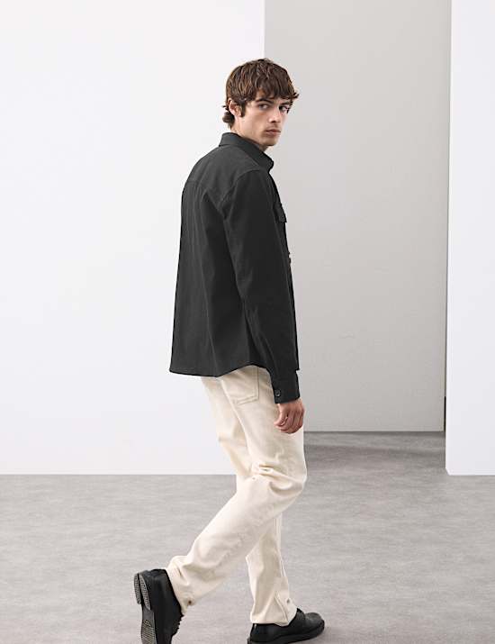 Regular Fit Cotton Rich Textured Shacket