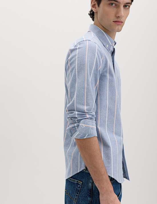 Cotton Rich Striped Oxford Shirt