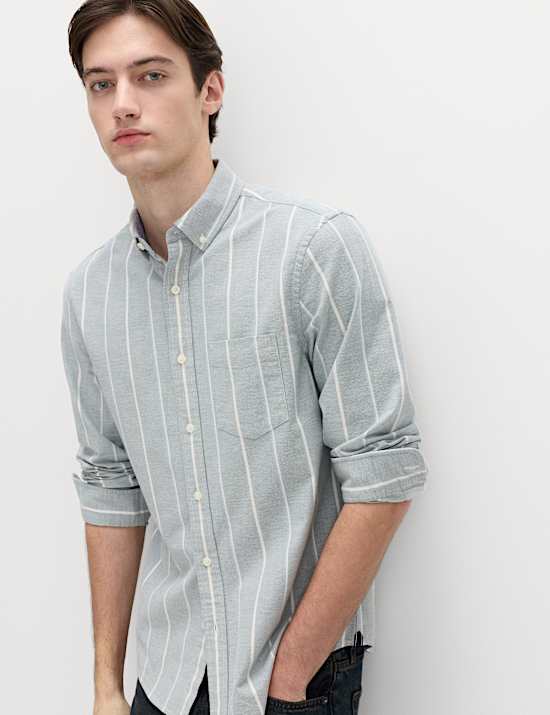 Cotton Rich Striped Oxford Shirt