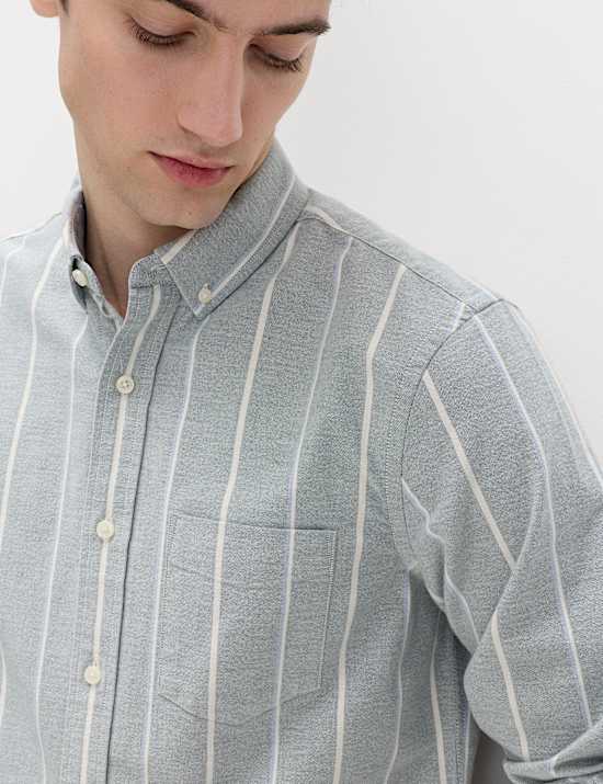 Cotton Rich Striped Oxford Shirt