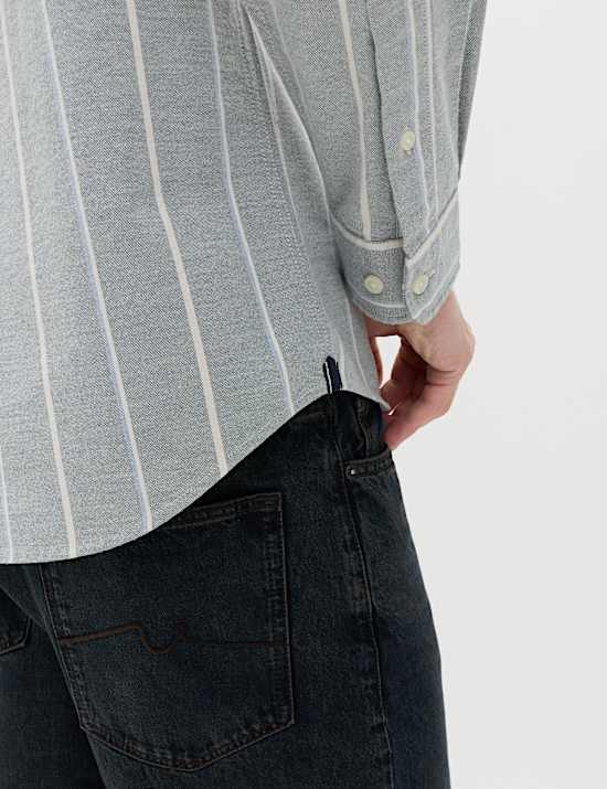 Cotton Rich Striped Oxford Shirt