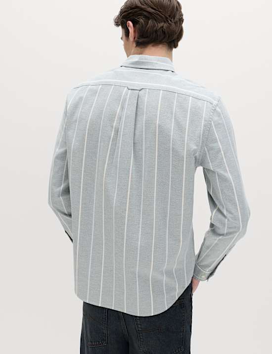 Cotton Rich Striped Oxford Shirt