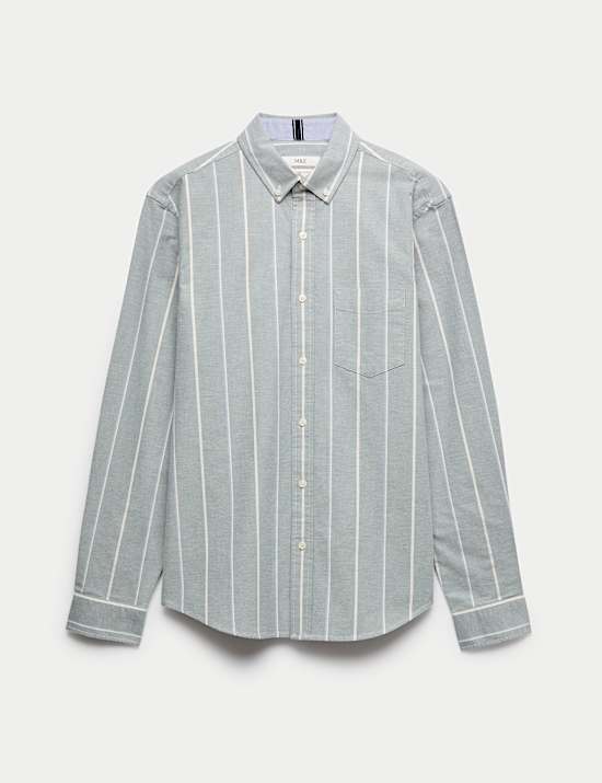 Cotton Rich Striped Oxford Shirt