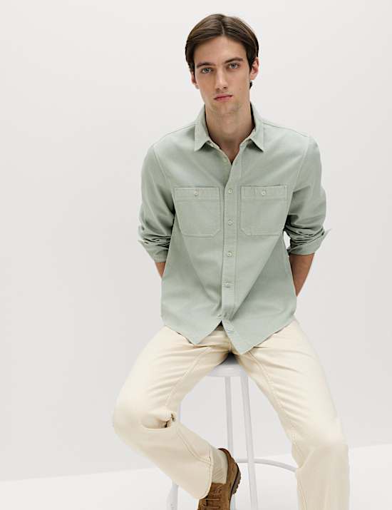 חולצת אוקספורד מכותנה טהורה בצביעת גרמנט