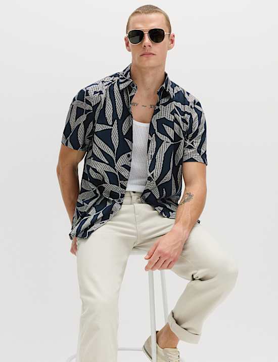 Pure Cotton Floral Short Sleeve Shirt