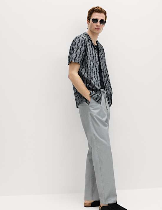 Pure Cotton Geometric Short Sleeve Shirt