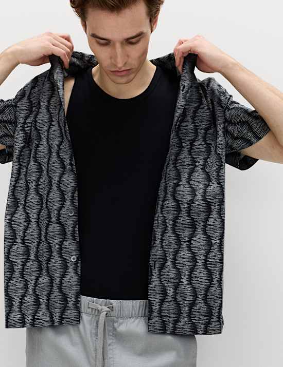 Pure Cotton Geometric Short Sleeve Shirt