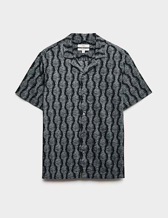 Pure Cotton Geometric Short Sleeve Shirt
