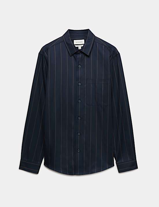 Twill Stripe Long Sleeve Overshirt