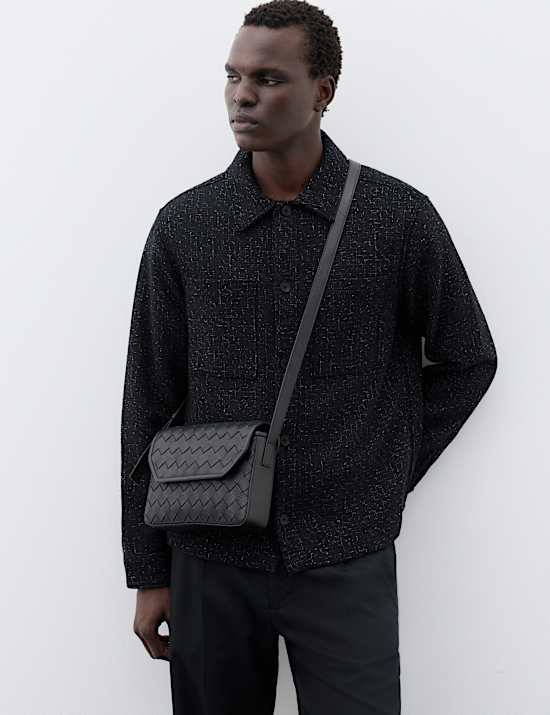 Wool Blend Textured Overshirt