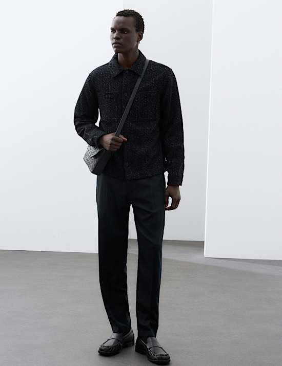 Wool Blend Textured Overshirt