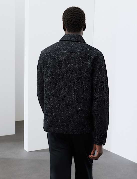 Wool Blend Textured Overshirt