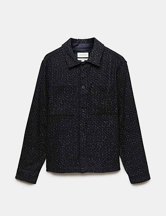 Wool Blend Textured Overshirt