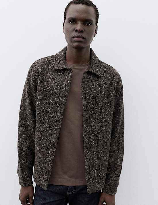 Wool Blend Textured Overshirt