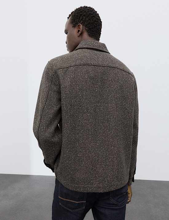 Wool Blend Textured Overshirt