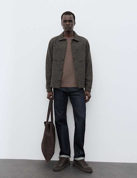 Wool Blend Textured Overshirt