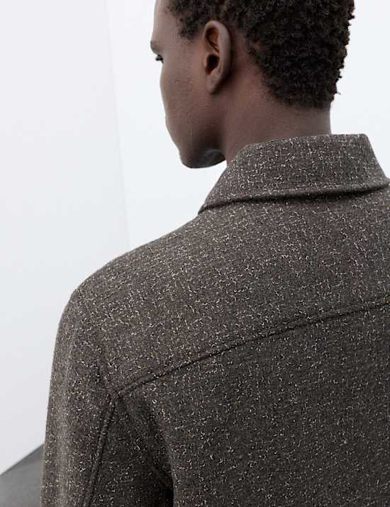 Wool Blend Textured Overshirt