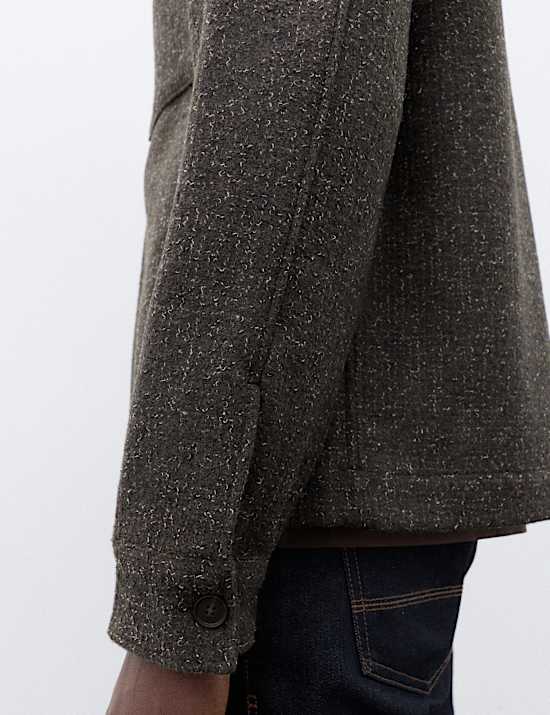 Wool Blend Textured Overshirt