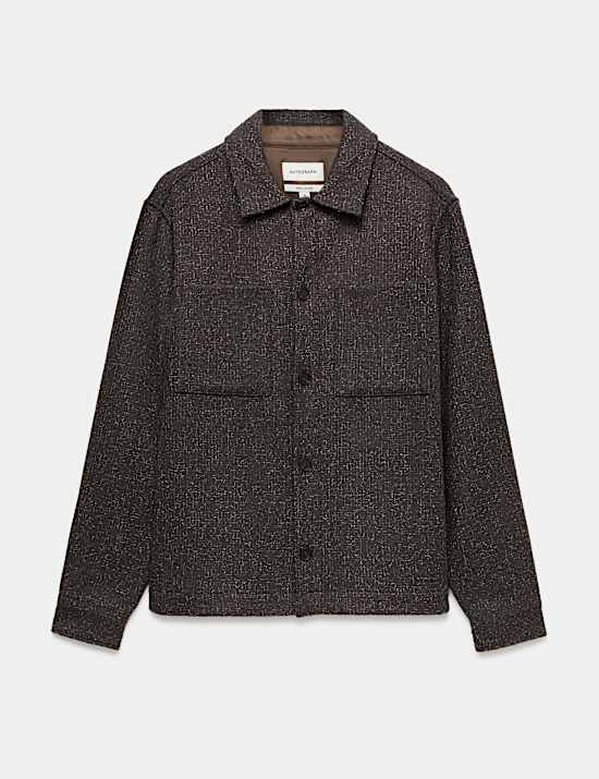 Wool Blend Textured Overshirt