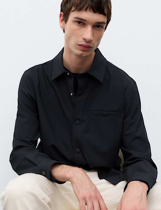 Regular Fit Stretch Twill Overshirt
