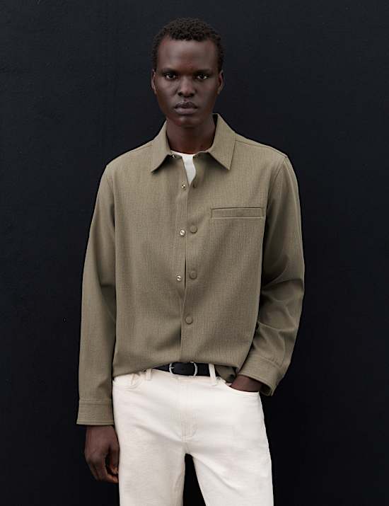 Regular Fit Stretch Twill Overshirt