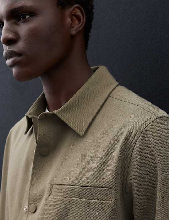Regular Fit Stretch Twill Overshirt