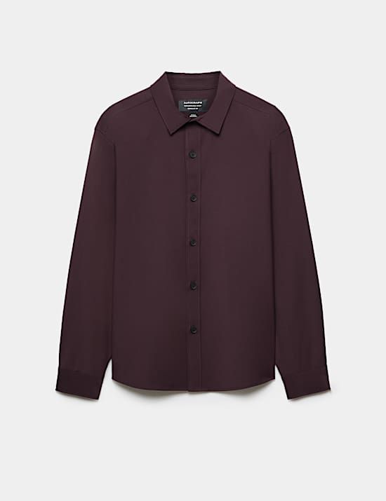 Regular Fit Wool Blend Stretch Overshirt
