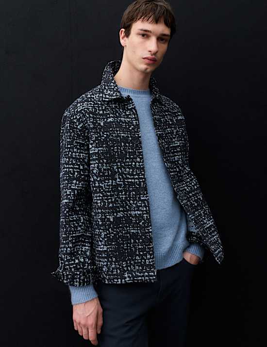Regular Fit Wool Blend Textured Overshirt